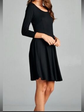 Pinc-black long -sleeve skater dress